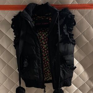 Betsey Johnson Black Lace-Trimmed Women's Vest